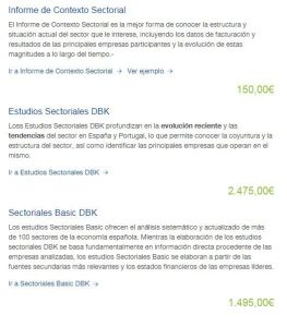 Tipos de Informes - Estudios Sectoriales DBK Tipos de Informes - Estudios Sectoriales DBK