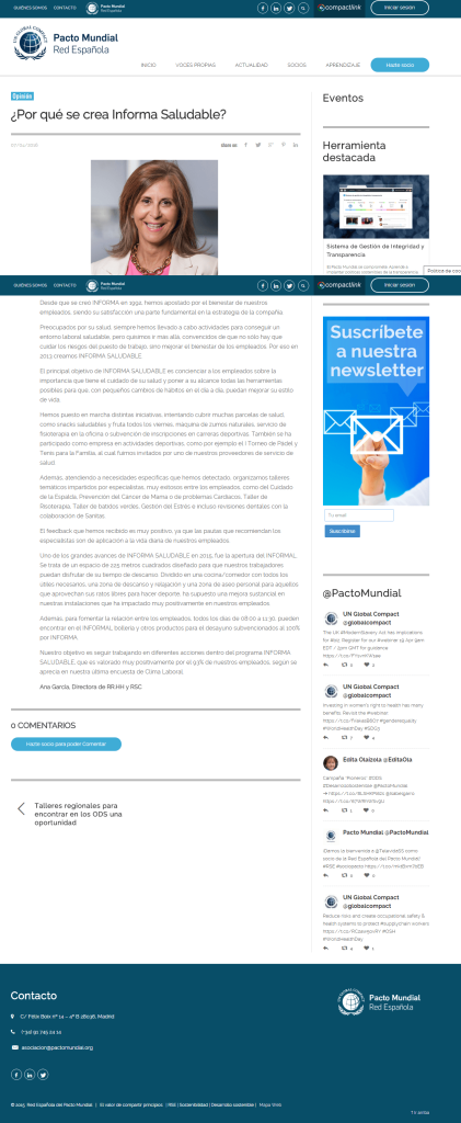 Pacto Mundial INFORMA Saludable INFORMA Pacto Mundial INFORMA Saludable INFORMA