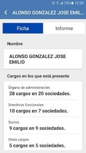 Detalles de una empresa en el buscador de empresas de la app de eInforma