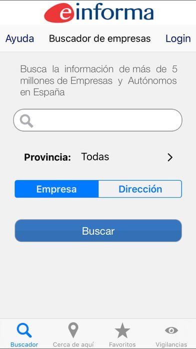 Buscador de la app de eInforma