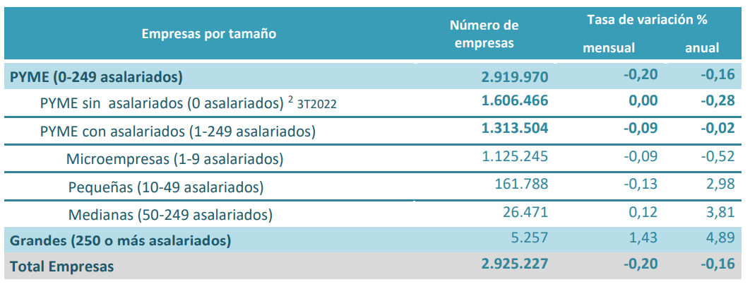 Empresas por tamaño